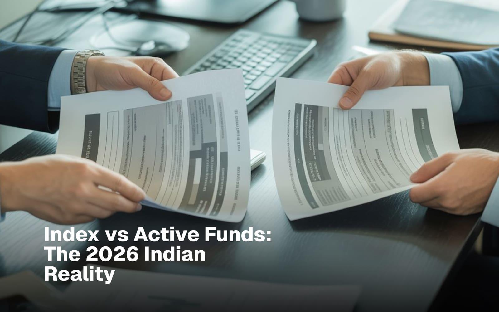Two professionals comparing fund factsheets across a desk