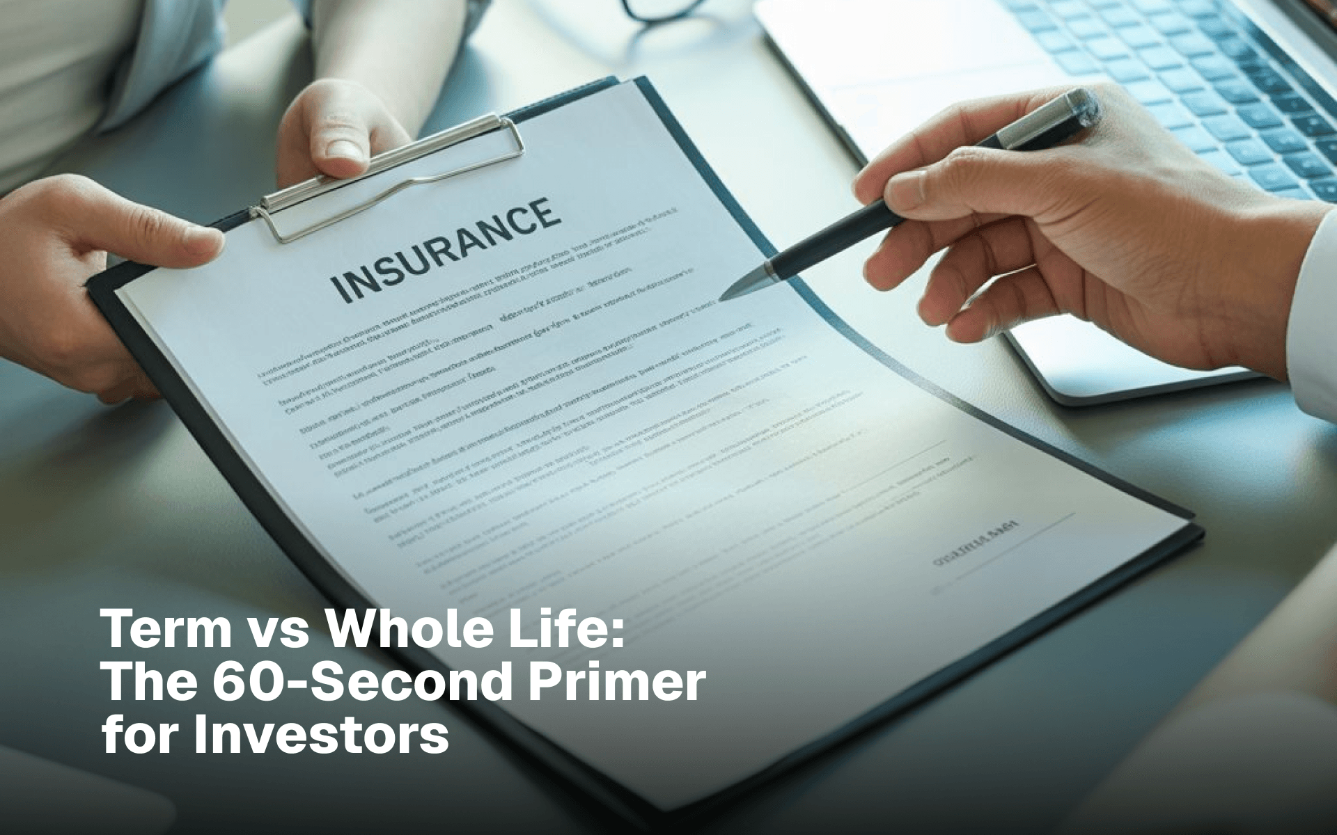 Hand reviewing an insurance policy document with a pen