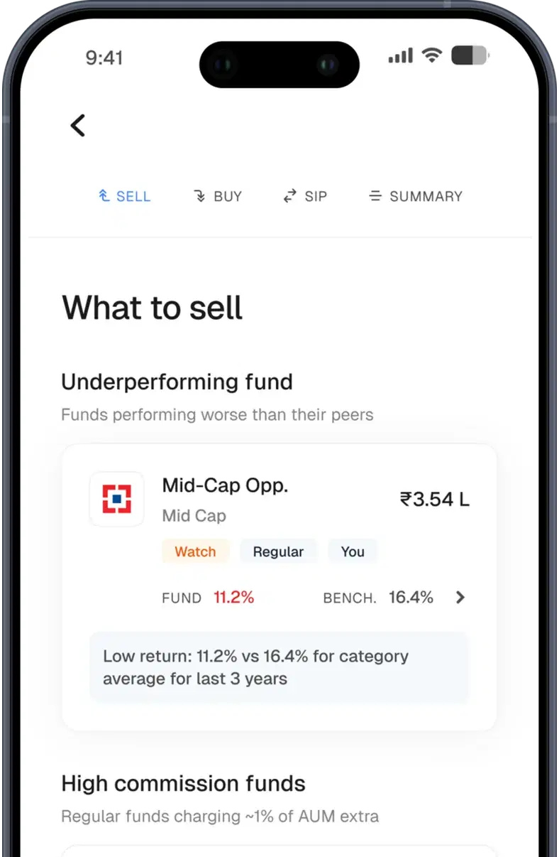 nyvo app explaining what to keep and what may need attention in a portfolio